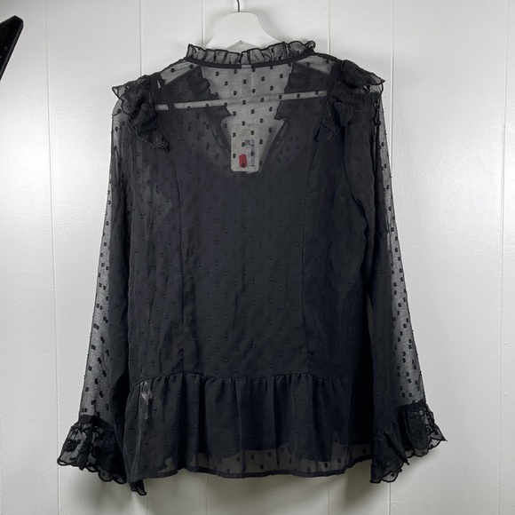 NWT Sheer Lacy Embroidered Button Down - Picture 5 of 9